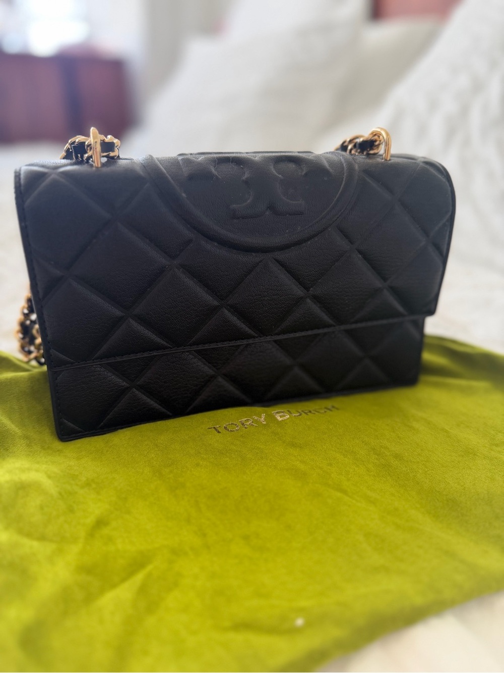 Tory Burch Black Quilted Leather Chain-Handle Shoulder Bag